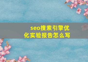 seo搜索引擎优化实验报告怎么写
