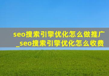 seo搜索引擎优化怎么做推广_seo搜索引擎优化怎么收费