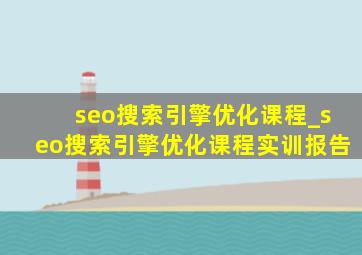 seo搜索引擎优化课程_seo搜索引擎优化课程实训报告