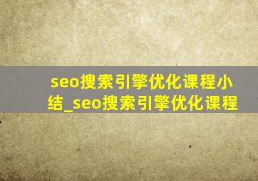 seo搜索引擎优化课程小结_seo搜索引擎优化课程