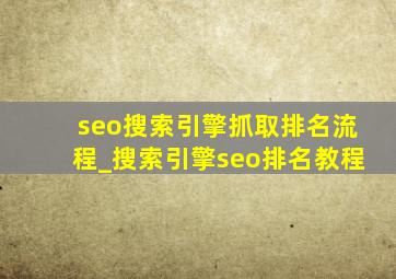 seo搜索引擎抓取排名流程_搜索引擎seo排名教程
