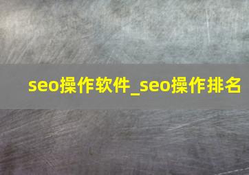 seo操作软件_seo操作排名