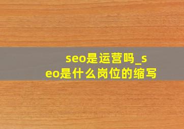 seo是运营吗_seo是什么岗位的缩写