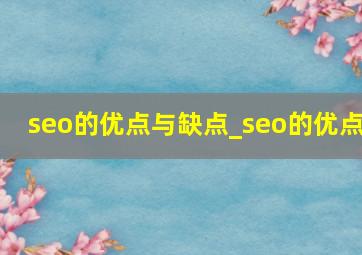 seo的优点与缺点_seo的优点