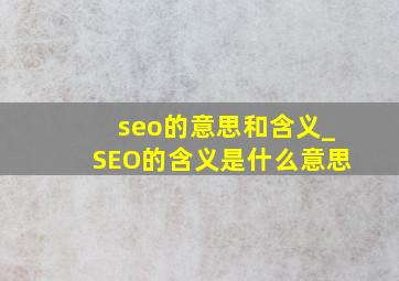 seo的意思和含义_SEO的含义是什么意思