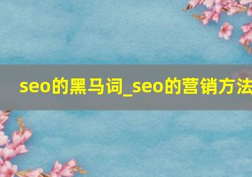 seo的黑马词_seo的营销方法