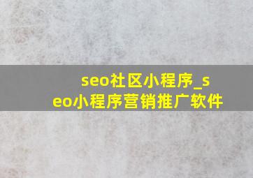 seo社区小程序_seo小程序营销推广软件