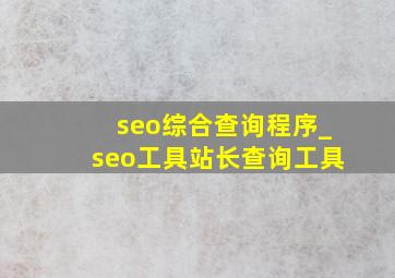 seo综合查询程序_seo工具站长查询工具