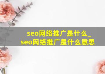 seo网络推广是什么_seo网络推广是什么意思