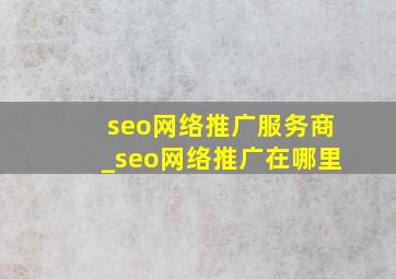 seo网络推广服务商_seo网络推广在哪里