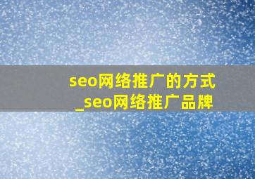 seo网络推广的方式_seo网络推广品牌