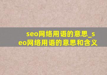 seo网络用语的意思_seo网络用语的意思和含义