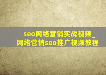 seo网络营销实战视频_网络营销seo推广视频教程