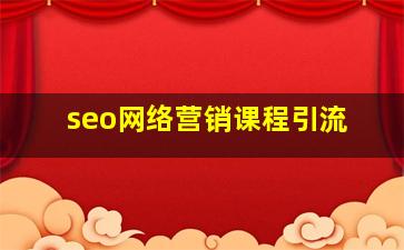 seo网络营销课程引流