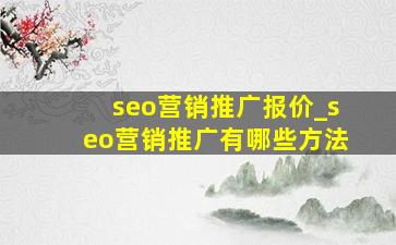 seo营销推广报价_seo营销推广有哪些方法