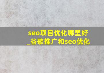 seo项目优化哪里好_谷歌推广和seo优化