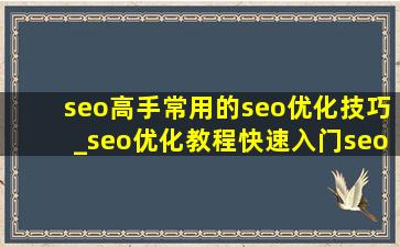 seo高手常用的seo优化技巧_seo优化教程快速入门seo博客