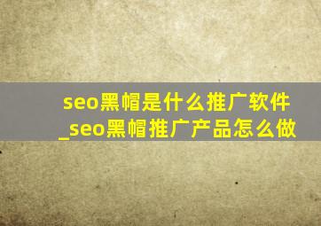 seo黑帽是什么推广软件_seo黑帽推广产品怎么做