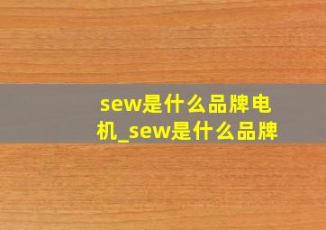 sew是什么品牌电机_sew是什么品牌