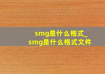 smg是什么格式_smg是什么格式文件