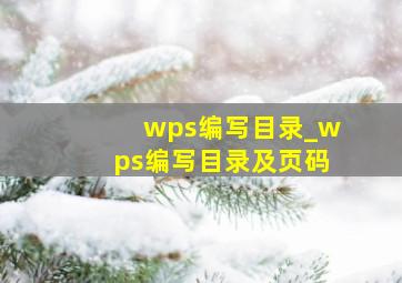 wps编写目录_wps编写目录及页码