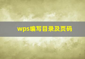wps编写目录及页码