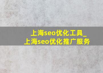 上海seo优化工具_上海seo优化推广服务