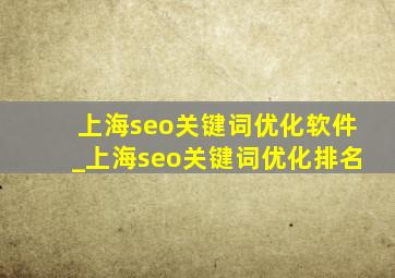 上海seo关键词优化软件_上海seo关键词优化排名