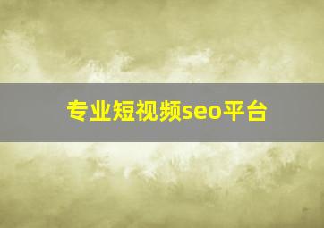 专业短视频seo平台