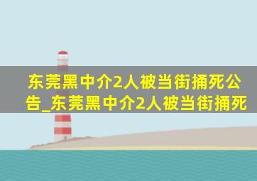 东莞黑中介2人被当街捅死公告_东莞黑中介2人被当街捅死