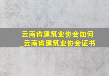 云南省建筑业协会如何_云南省建筑业协会证书