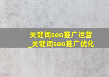 关键词seo推广运营_关键词seo推广优化