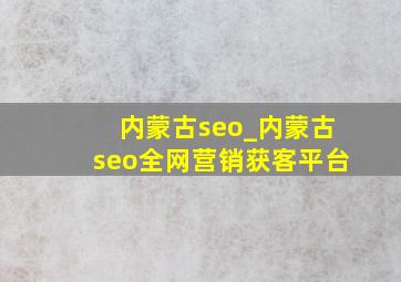 内蒙古seo_内蒙古seo全网营销获客平台