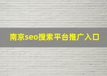 南京seo搜索平台推广入口