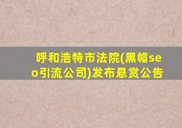 呼和浩特市法院(黑帽seo引流公司)发布悬赏公告