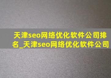 天津seo网络优化软件公司排名_天津seo网络优化软件公司