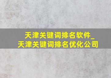 天津关键词排名软件_天津关键词排名优化公司