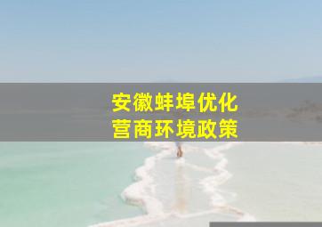 安徽蚌埠优化营商环境政策