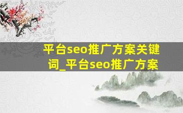 平台seo推广方案关键词_平台seo推广方案
