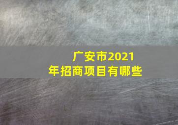 广安市2021年招商项目有哪些