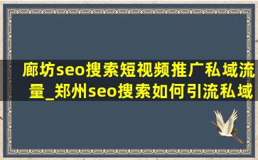 廊坊seo搜索短视频推广私域流量_郑州seo搜索如何引流私域流量