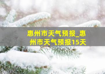 惠州市天气预报_惠州市天气预报15天