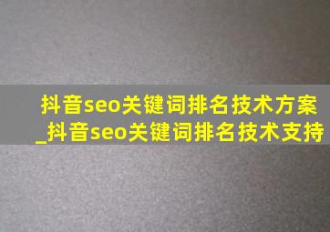 抖音seo关键词排名技术方案_抖音seo关键词排名技术支持