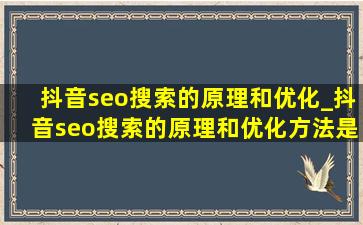 抖音seo搜索的原理和优化_抖音seo搜索的原理和优化方法是什么