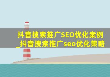 抖音搜索推广SEO优化案例_抖音搜索推广seo优化策略