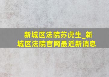 新城区法院苏虎生_新城区法院官网最近新消息