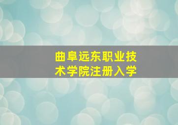 曲阜远东职业技术学院注册入学