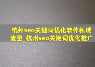 杭州seo关键词优化软件私域流量_杭州seo关键词优化推广