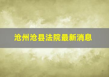 沧州沧县法院最新消息