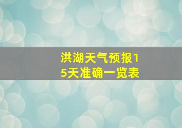 洪湖天气预报15天准确一览表